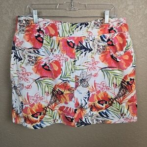 Soft Surroundings Orange Tropical Floral Skort XL (6032)